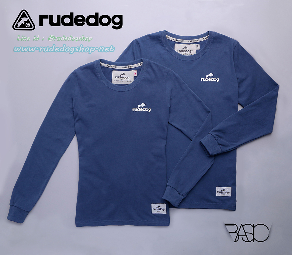 เสื้อยืดแขนยาวผู้หญิง rudedog รุ่น Basic (เบสิค) สีฟ้า-ดีฟซี