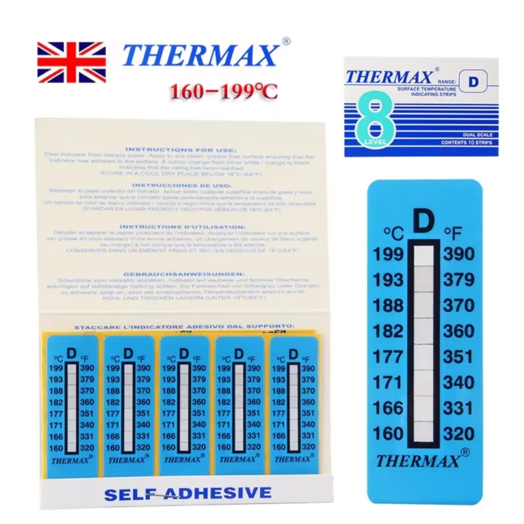 THERMAX 10 Level Heat-sensitive single use temperature detection strips 160-199°C l แถบวัดอุณหภูมิแบบครั้งเดียว ย่าน 190-199 องศาเซลเซียส