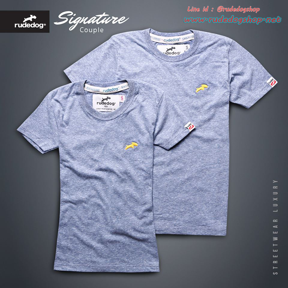 เสื้อยืด Rudedog ผู้หญิง รุ่น Signature สีสโนว-กรมท่า