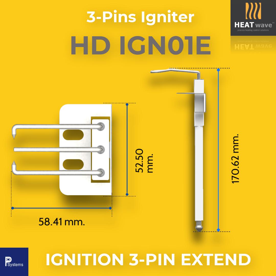 HEATwave Extended 3-Pins Igniter l เขี้ยวสปาร์ค แท่งสปาร์คสามแกน งอ 90° (ฐานยาวพิเศษ) สำหรับหัวเตาอินฟาเรด