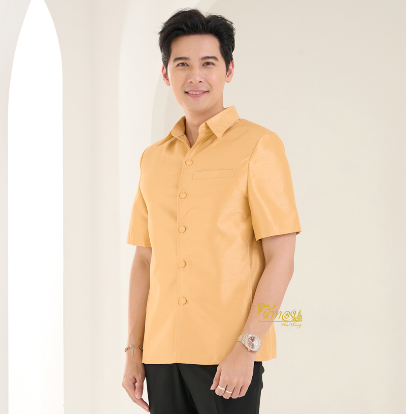 เสื้อผ้าไหมแพรทอง สีทองอ่อน ไซส์ M