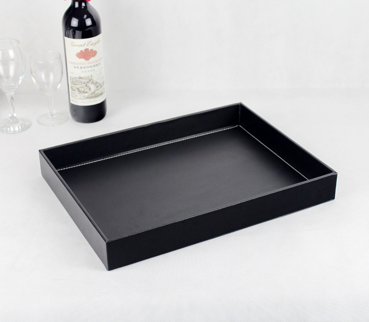 ถาดหนัง ถาดโรงแรม หนัง PU สีดำ ขนาด 40cm x 30cm x 5cm