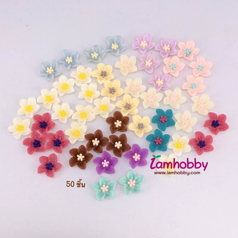 เรซิ่นดอกไม้ เรซิ่นตกแต่งสวยๆ คละสีเป็นคู่ (แพ็คละ 50 ชิ้น)