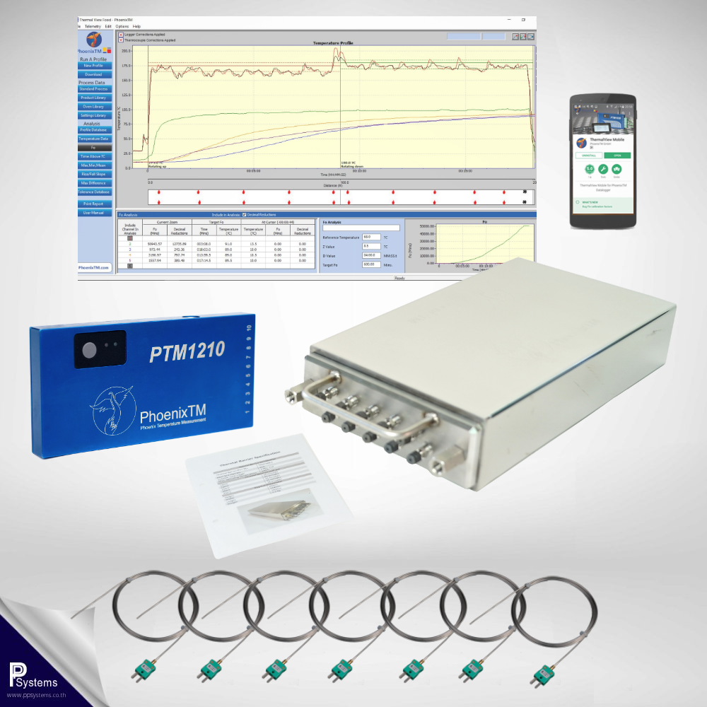PhoenixTM 10Ch Food High Temperature Profiling System l เครื่องบันทึกอุณหภูมิ อุตสาหกรรมปรุงสุก (เตาอบ-เตาทอด-หม้อนึ่งแรงดันต่ำ) และการแช่เยือกแข็งอาหาร
