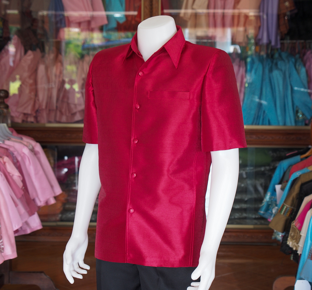 เสื้อสูทไหมมุก สีแดง ไซส์ S