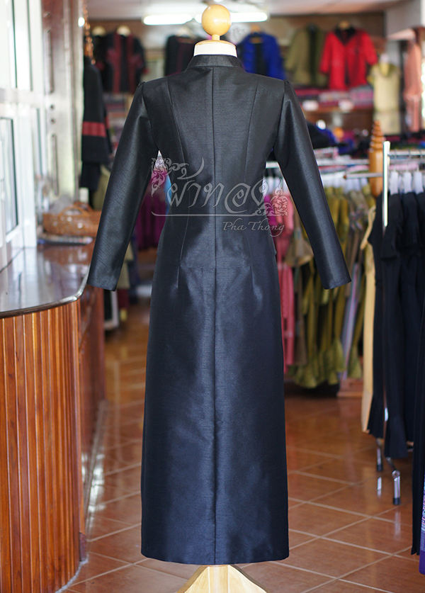 ชุดไทยจิตรลดา ผ้าไหมแพรทอง สีดำ ไซส์ S