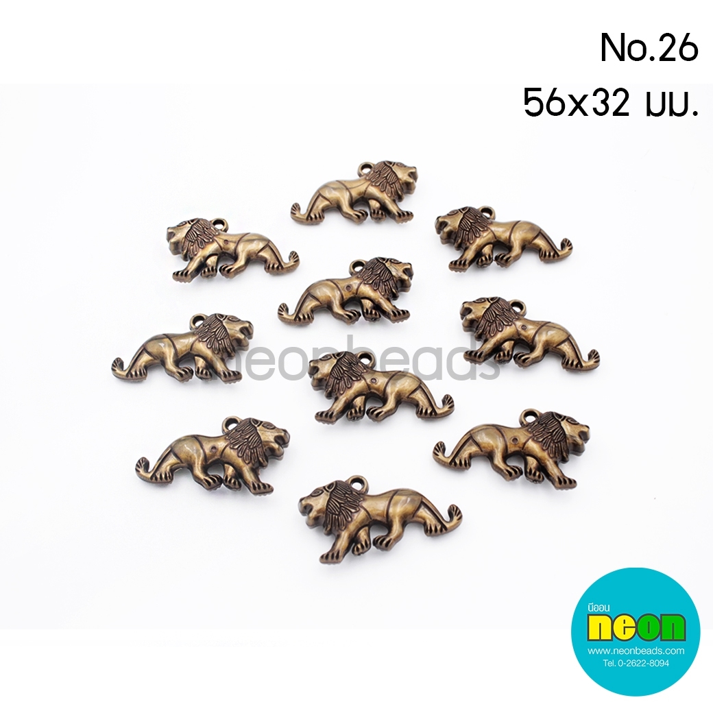 ลูกปัดอะคริลิกสีทองเหลืองNo.26.สิงโต56*32mm.