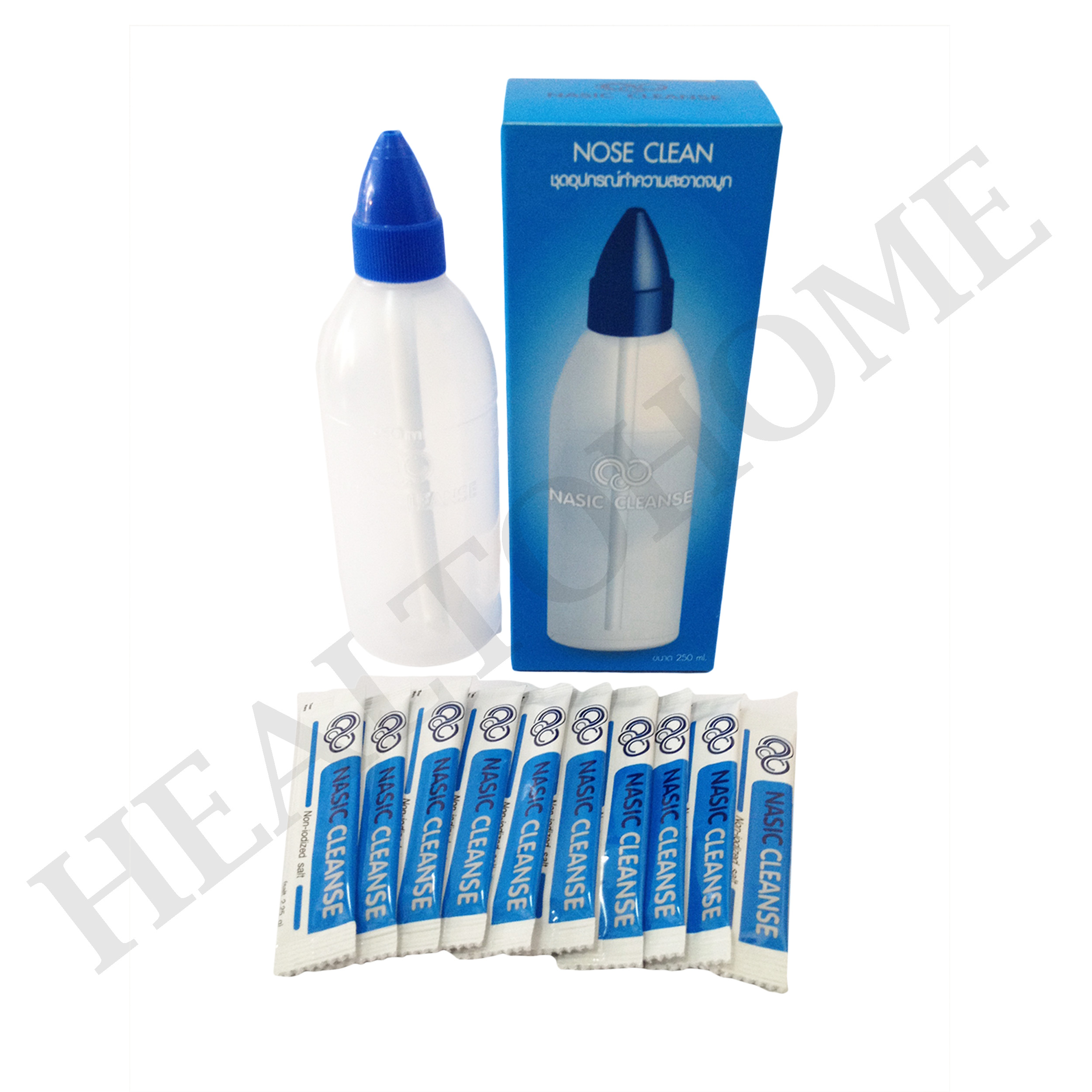 Nose Clean ขวดล้างจมูก 250 มล. (ขวดใหญ่)+เกลือ 10 ซอง