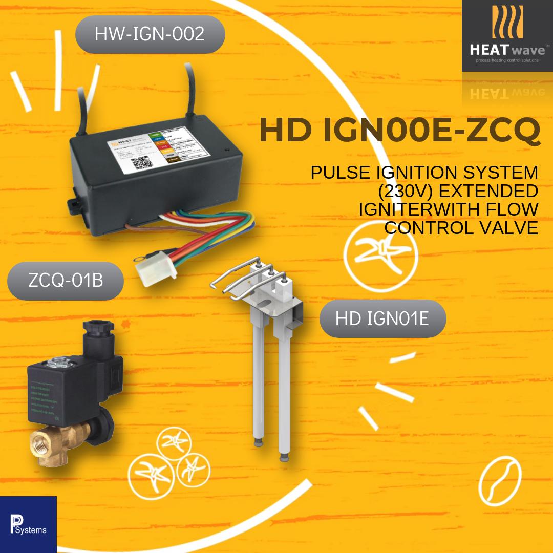 HEATwave Pulse Ignition System l ชุดจุดสปาร์คแก๊ส สำหรับหัวเตาอินฟาเรด (เขี้ยวสปาร์คฐานยาว งอ 90° + กล่องจุดสปาร์ค + โซลินอยวาล์ว)