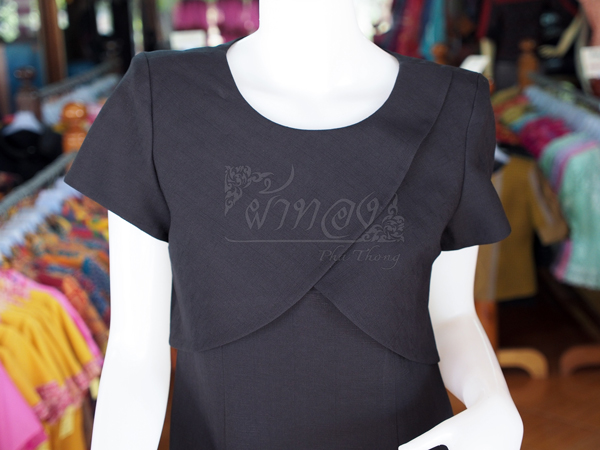 เดรสให้นมผ้าฝ้ายผสม สีดำ