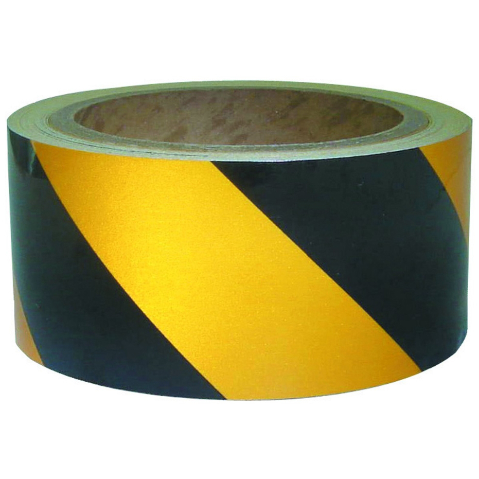 REFLECTIVE TAPE เทปตีเส้น สะท้อนแสง สีเหลือง-ดำ กว้าง 2 นิ้ว ยาว 20 เมตร