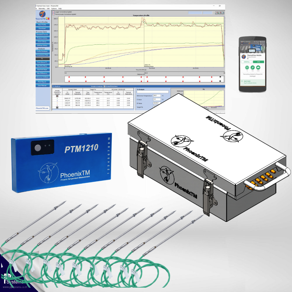 PhoenixTM 10Ch Food Long Bake Temperature Profiling System l เครื่องบันทึกอุณหภูมิ อุตสาหกรรมปรุงสุก (เตาอบ-เตาทอด-หม้อนึ่งแรงดันต่ำ) และการแช่เยือกแข็งอาหาร