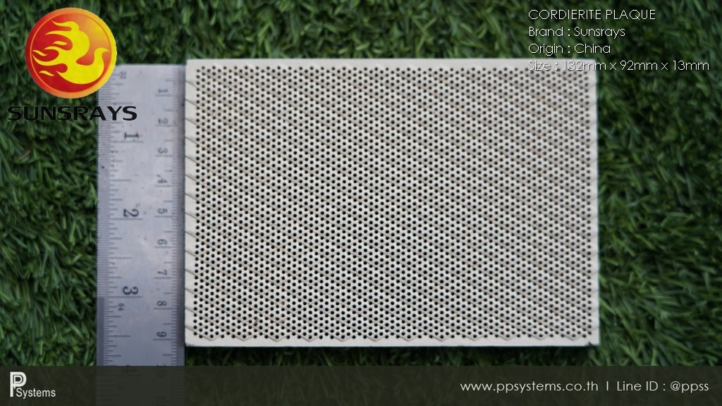 กระเบื้องหัวเตาอินฟาเรด แผ่นรังผึ้งหัวเตา HEATwave Cordierite Plaque (China) ขนาด 132x92x13