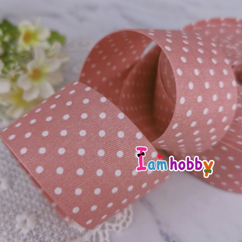 ริบบิ้นผ้า เทปผ้าสไตล์ญี่ปุ่น ขนาด 40 มิล ลายจุด (1 หลา) เลือกสี