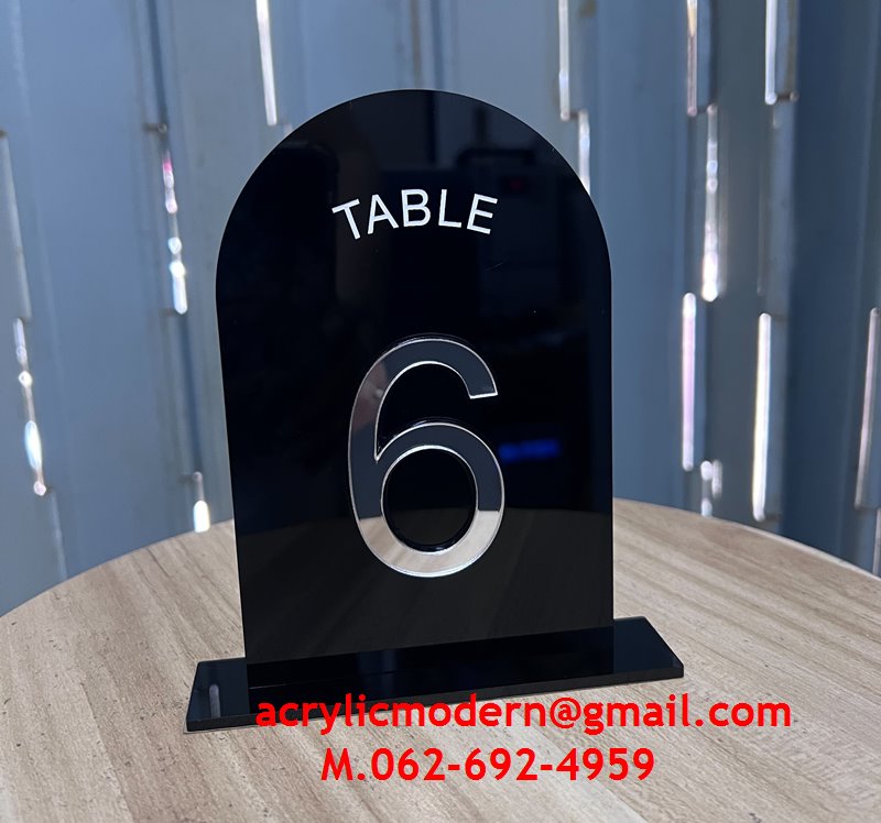 ป้ายหมายเลขโต๊ะอคริลิค สำหรับคาเฟ่ ร้านอาหาร ร้านกาแฟ table number ขนาด 4x6 นิ้ว