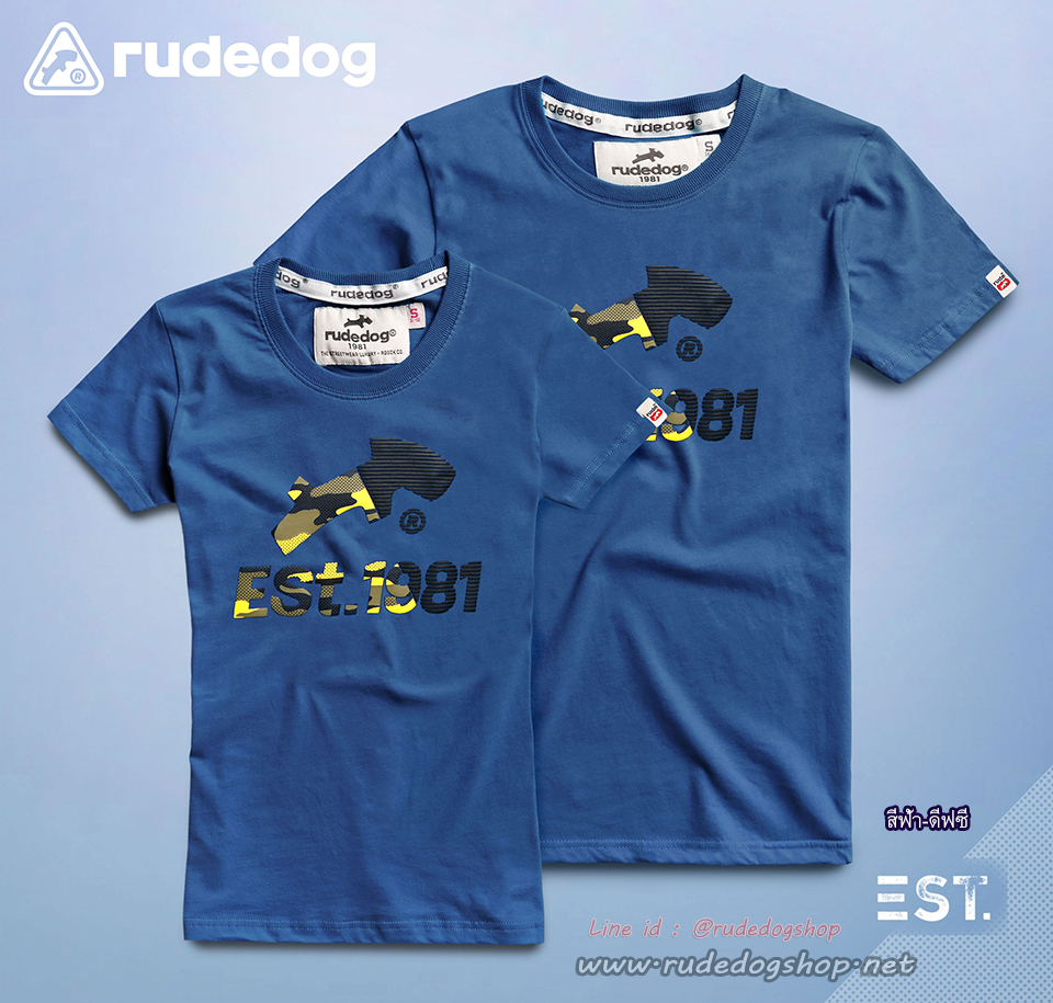 เสื้อยืดแขนสั้นผู้หญิง rudedog รุ่น Est.Point (อีเอสทีพ้อยส์) สีฟ้า-ดีฟซี