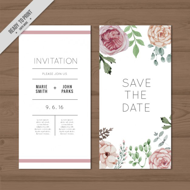 การ์ดแต่งงาน Wedding card สไตล์การออกแบบดีไซน์แบบเรียบๆแล้วตกแต่งด้วยดอกไม้แบบวาดด้วยสีน้ำทำให้ดูหรูหรามากยิ่งขึ้น การ์ดงานแต่ง ไว้สำหรับ เรียนเชิญแขกผู้มีเกียรติเข้ามาร่วมงานแต่งงาน // ตัวอย่างดีไซน์ การ์ดแต่งงาน การ์ดเชิญ การ์ดสวยๆ