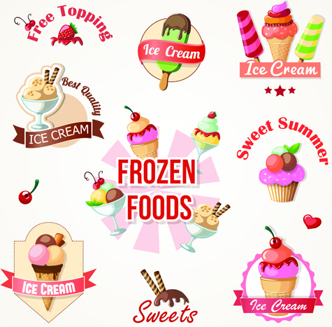 ฉลากอาหาร ของกิน สไตล์การออกแบบดีไซน์แบบใช้สีหวานๆ ฉลากไว้ใช้แปะกับแพคเกจไอศกรีม,ขนม,เบอเกอรี่ // ตัวอย่างดีไซน์ สติ๊กเกอร์ฉลาก Chill Shop Package
