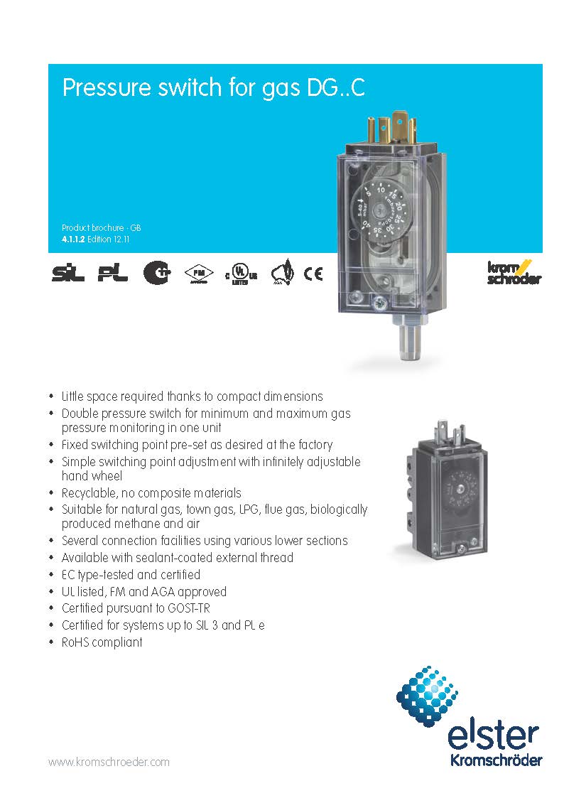 Krom Gas Pressure Switch DG40 (5-40mbar) l สวิทช์ตรวจวัดความดันแก๊ส