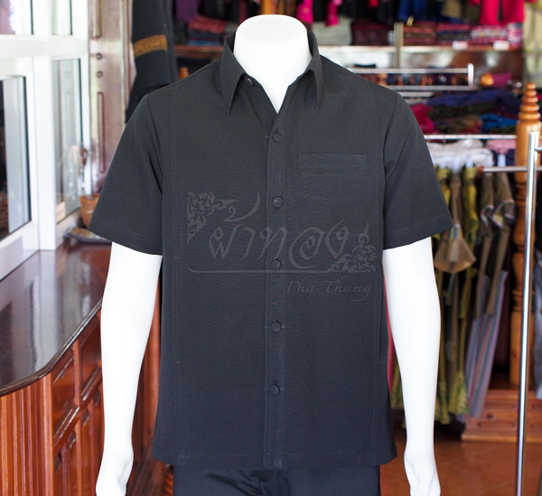 เสื้อเชิ้ตผ้าโอซาก้าสีดำ ไม่อัดผ้ากาว ไซส์ XL