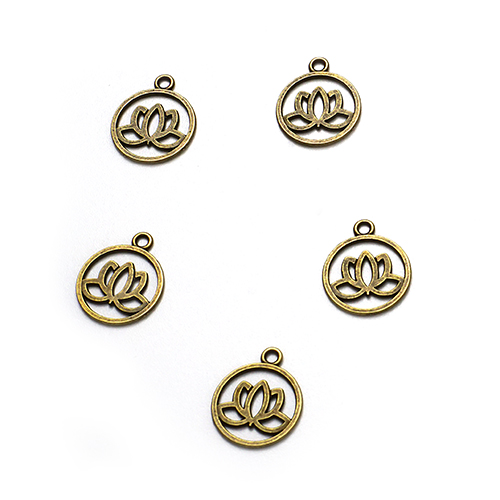 No.51จี้รูปดอกบัว สีทองเหลือง20mm.
