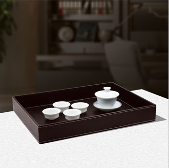 ถาดหนัง ถาดโรงแรม หนัง PU สีดำ ขนาด 40.5cm x 30.5cm x 5.5cm