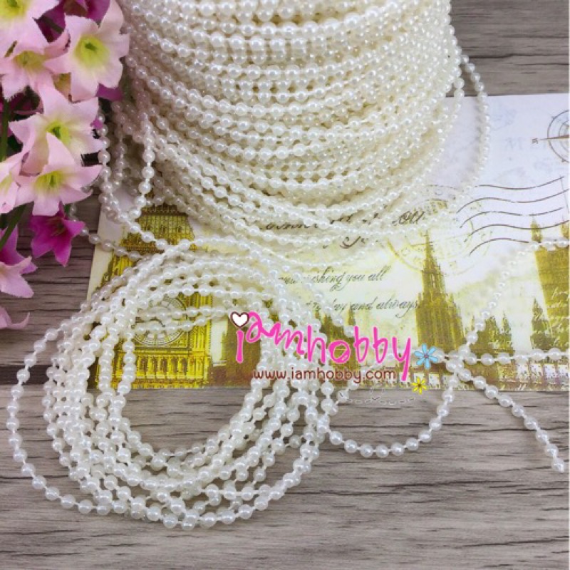 มุกเส้นไข่ปลา ขนาด 3 มิล มุกเส้นตกแต่ง (1 เมตร/สี) (เลือกสี)