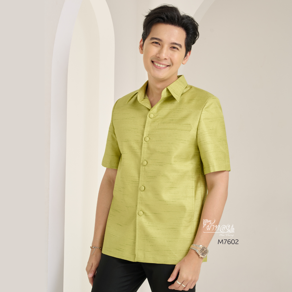 เสื้อผ้าไหมญี่ปุ่น สีเขียว ไซส์ 4XL