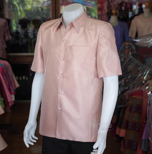 เสื้อผ้าไหมแพรทอง สีนู้ด ไซส์ XL