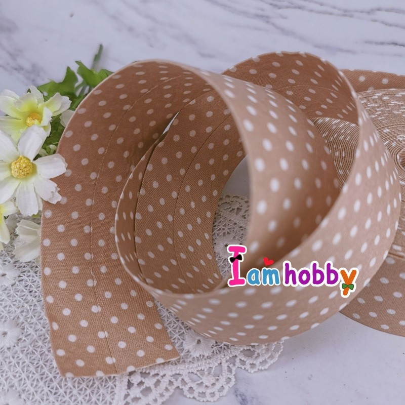 ริบบิ้นผ้า เทปผ้าสไตล์ญี่ปุ่น ขนาด 40 มิล ลายจุด (1 หลา) เลือกสี