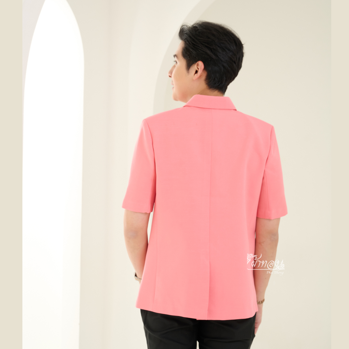 เสื้อผ้าฝ้ายแพรเงิน สีพีช ไซส์ 3XL