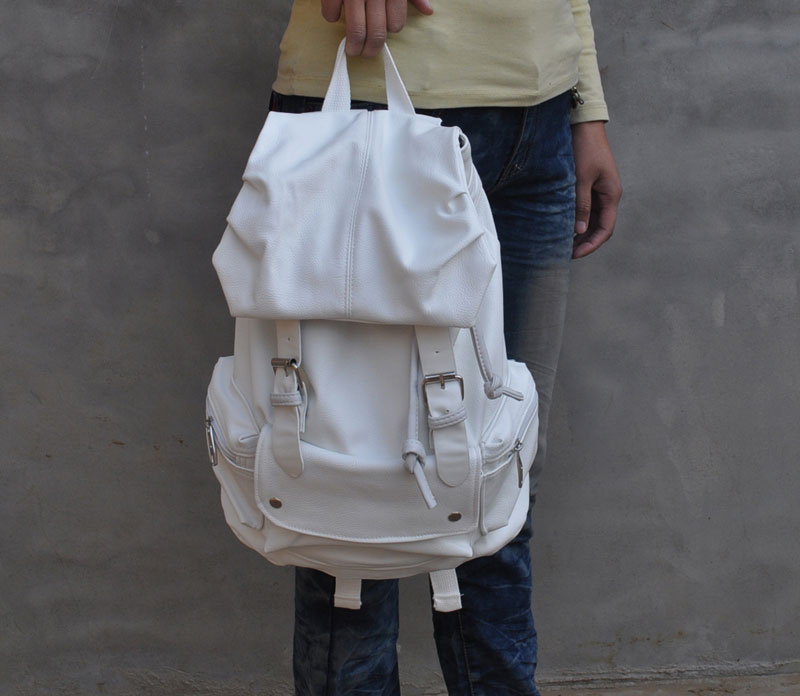 กระเป๋าเป้ backpack หนัง pu leather แฟชั้น เกาหลี สีขาว