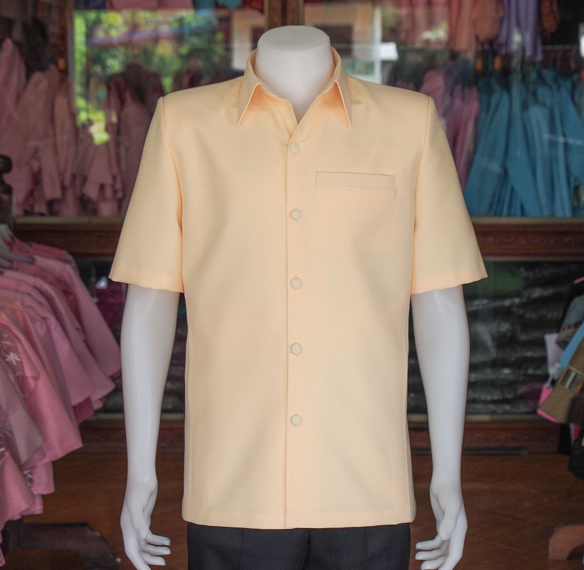 เสื้อผ้าฝ้ายแพรเงิน สีเหลืองอ่อน ไซส์ XL