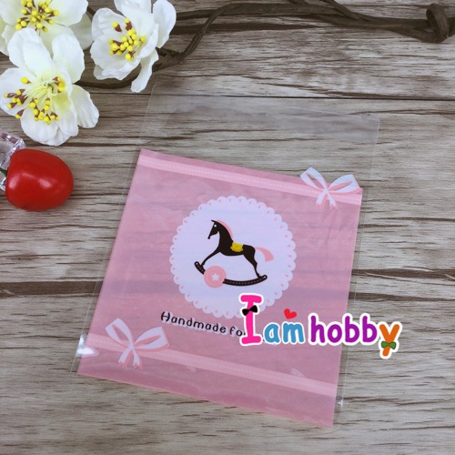 ถุงแกัวฝากาว พิมพ์ลาย horse 10 x 11 cm. (10 ชิ้น)