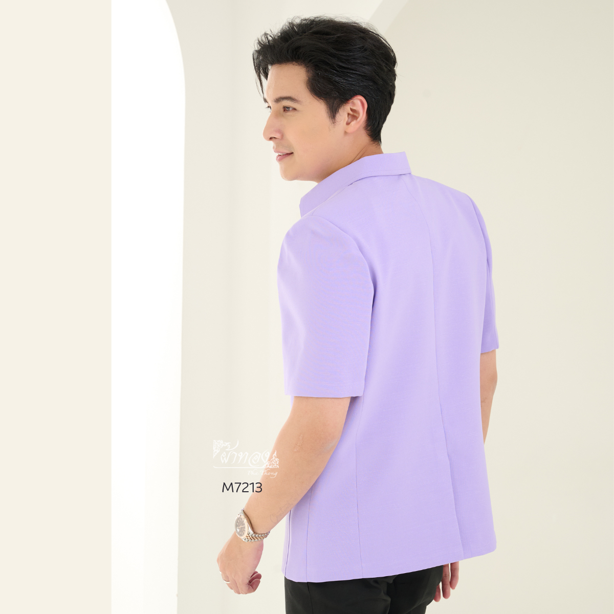เสื้อผ้าฝ้ายแพรเงิน สีม่วง ไซส์ L