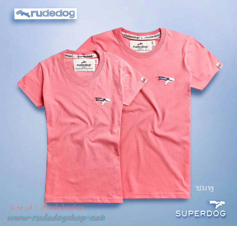 เสื้อยืดผู้หญิงคอกรมแขนสั้น rudedog รุ่น Mini Super (มินิซุปเปอร์) สีชมพู