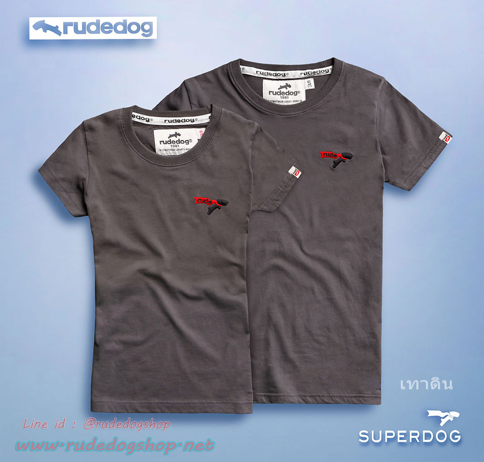 เสื้อยืดผู้หญิงคอกรมแขนสั้น rudedog รุ่น Mini Super (มินิซุปเปอร์) สีเทาดิน