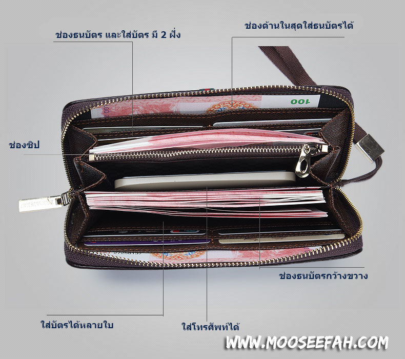 กระเป๋าสตางค์ผูชายใบยาวซิปรอบ MZ-021