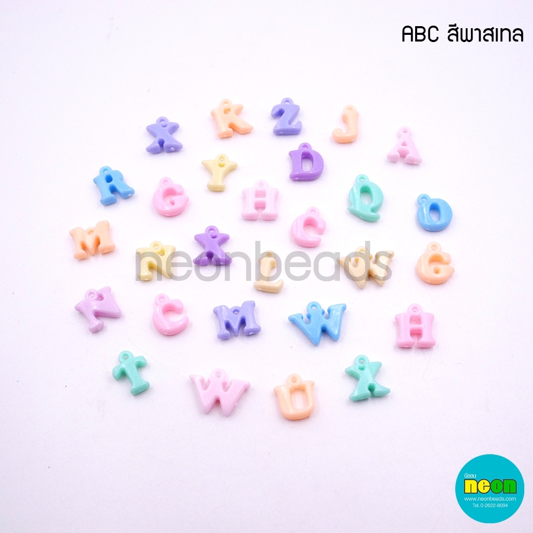 PTลูกปัดพลาสติกจี้ABCห้อย/คละสี