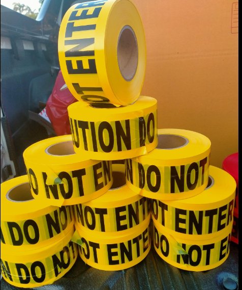 BARRICADE TAPE CAUTION DO NOT ENTER 3 in x 500 m. เทปกั้นเขต สีเหลือง กว้าง 3 นิ้ว ยาว 500 เมตร