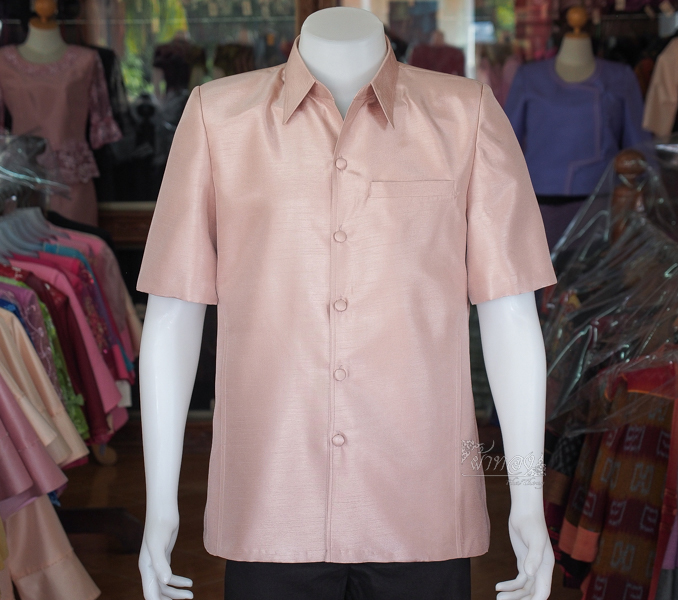 เสื้อผ้าไหมแพรทอง สีนู้ด ไซส์ XL