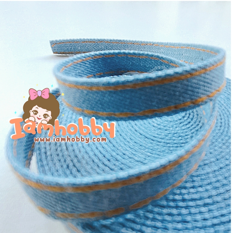 เทปผ้าสไตล์ญี่ปุ่น ขนาด 10 มิล สียีนส์อ่อนเดินเส้นสีน้ำตาล (1 หลา)