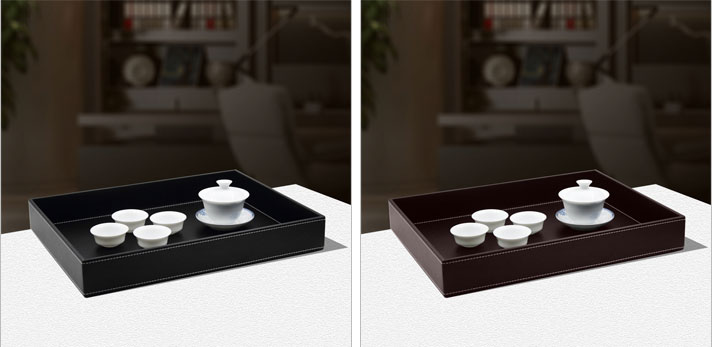 ถาดหนัง ถาดโรงแรม หนัง PU สีดำ ขนาด 40.5cm x 30.5cm x 5.5cm