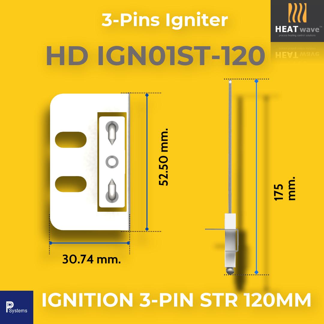 HEATwave Strength 120mm 3-Pins Igniter l เขี้ยวสปาร์ค แท่งสปาร์คสามแกน ตรงสั้น สำหรับเครื่องพ่นไฟแก๊ส