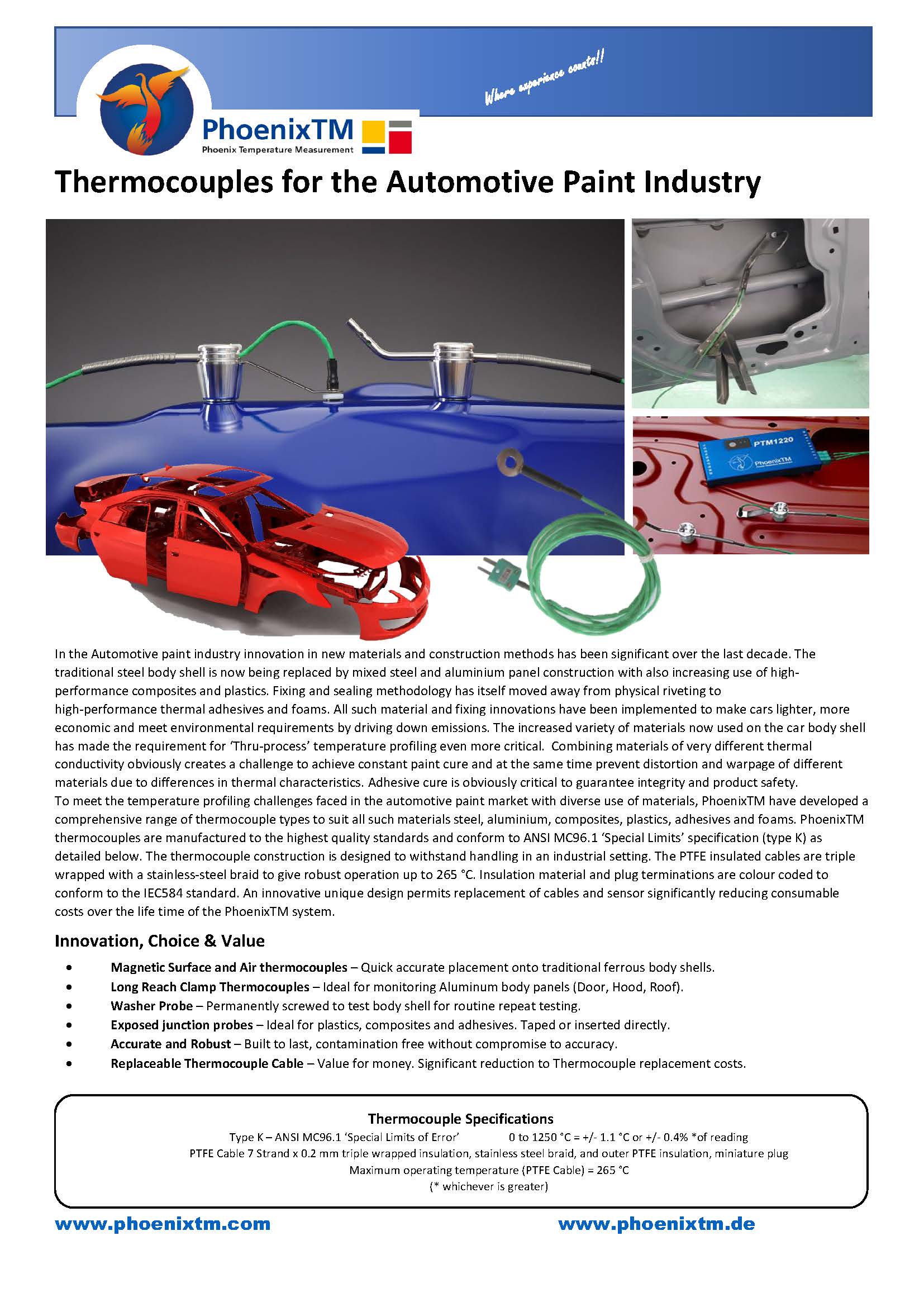 PhoenixTM Heavy Duty Fast Response Exposed Junction Thermocouple (1 x 0.2mm) l สายวัดอุณหภูมิชนิดชนิดปลายเปลือย การตอบสนองต่ออุณหภูมิได้รวดเร็ว หมาะสำหรับชิ้นงานโลหะบาง ชิ้นงานพลาสติก แผงวงจรอิเล็กทรอนิกส์