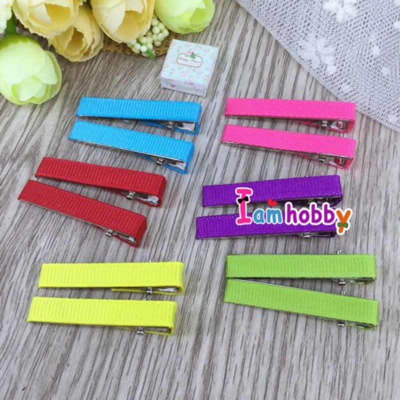 กิ๊บหุ้มผ้า 4 cm. คละสีสด ( 6 คู่ )