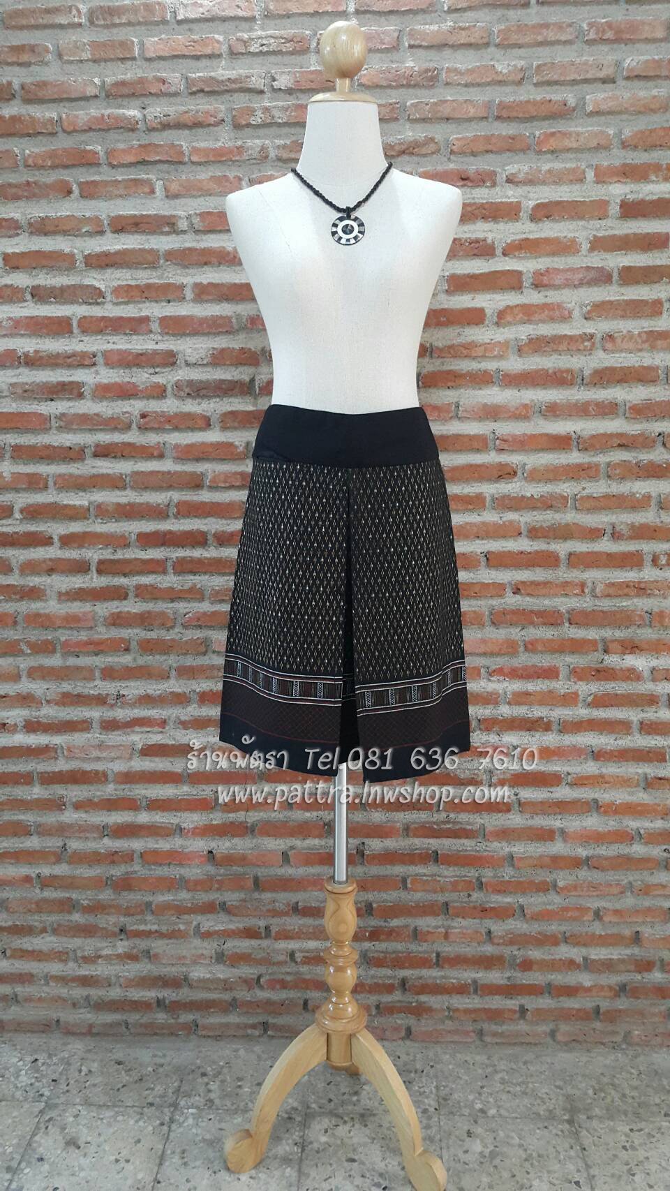 กางเกงผ้าฝ้ายผ้าพื้นเมืองขาสั้น