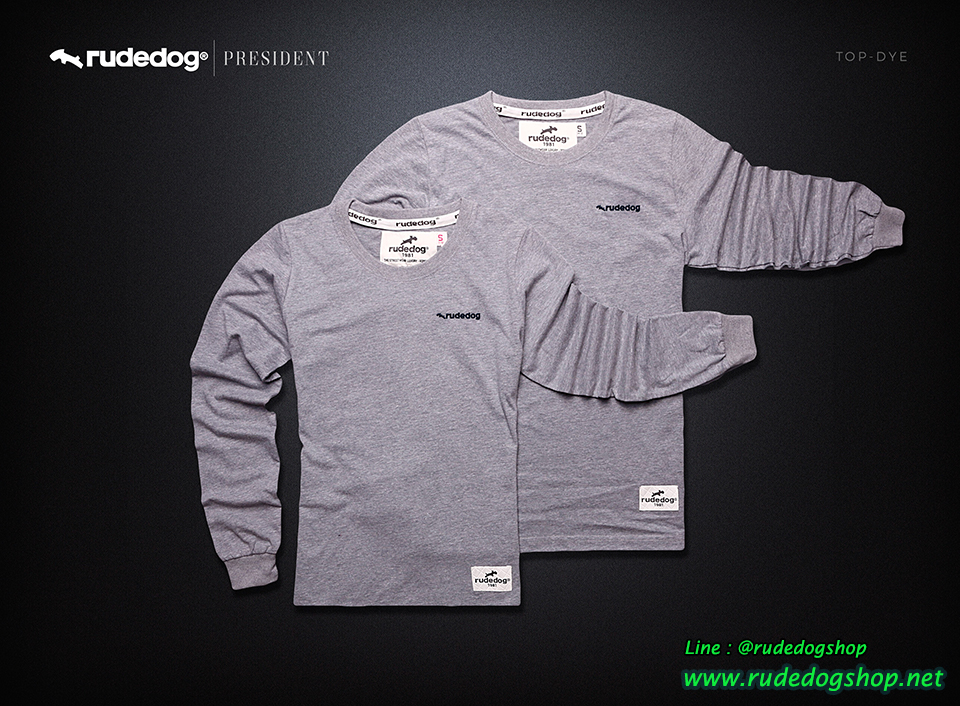 เสื้อยืดแขนยาวผู้หญิง Rudedog รุ่น President สีเทาอ่อน