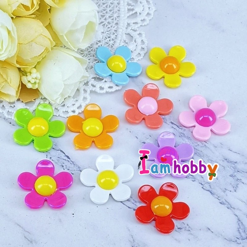เรซิ่นดอกไม้สวยๆ 20 มิล คละสี (แพ็คละ 10 คู่)