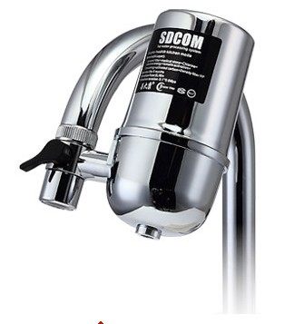 ที่กรองน้ำแบบสวมหัวก๊อก เครื่องกรองน้ำสวมก๊อก ไส้กรองเซรามิคนาโน SDCOM สี Silver